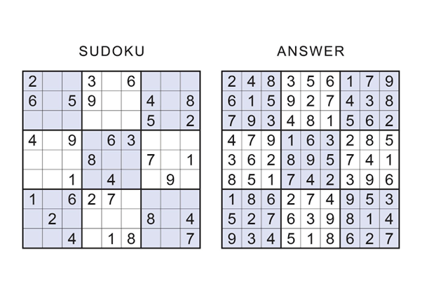 Sudoku puzzle and answer example